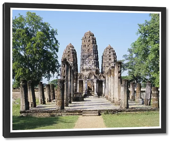 View of Sukhothai Khmer Sanctuary Ruins; Thailand