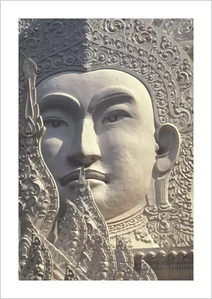 Thailand, Bangkok, Wat Rachapradit, Closeup Of Stone Buddha Image