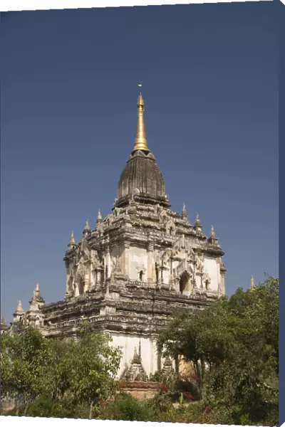 Myanmar, Bagan, Gawdawpalin Pahto, Detail of roof and treetops