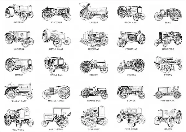 Historic Tractor Illustrations With Labels From Early 20th Century