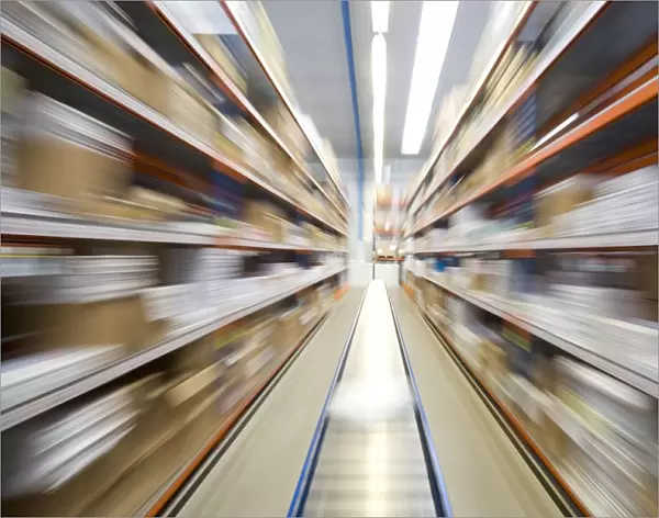 Motion Blur Of A Warehouse Conveyor Belt