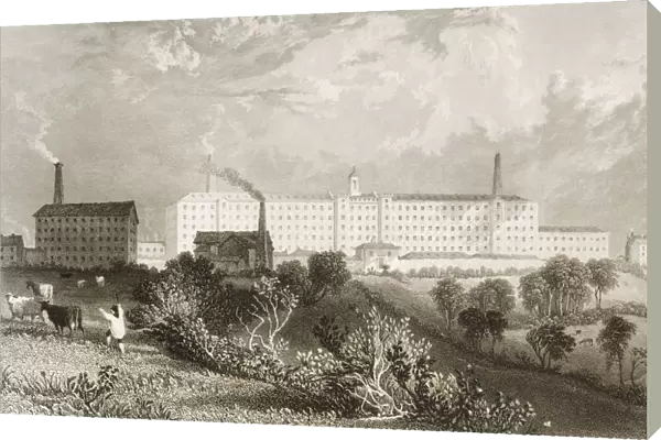 Swainson Birley & Co Factory Near Preston Lancashire England In 1830S. Drawn By T. Allom. Engraved By J. Tingle