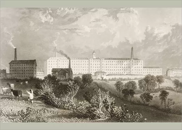 Swainson Birley & Co Factory Near Preston Lancashire England In 1830S. Drawn By T. Allom. Engraved By J. Tingle