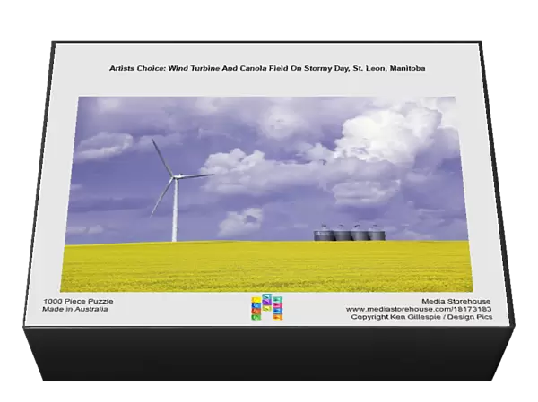 Artists Choice: Wind Turbine And Canola Field On Stormy Day, St. Leon, Manitoba