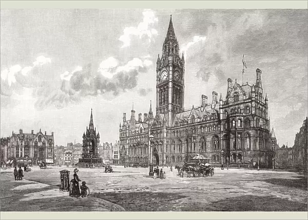Town Hall, Albert Square, Manchester, England In The 19th Century. From Cities Of The World, Published C. 1893