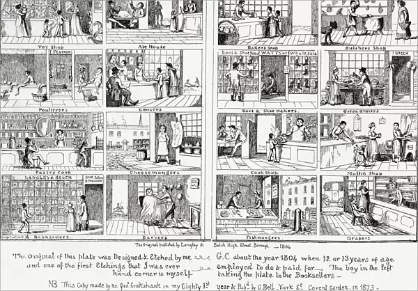 Childrens Lottery Picture. The Original Of This Plate Drawn By George Cruikshank In 1804 At The Age Of 12, One Of The First Etchings That He Was Paid For. The Boy In The Lefthand Corner Is Cruikshank Himself Taking The Plate To The Booksellers. From The Book The Connoisseur Illustrated Published 1903