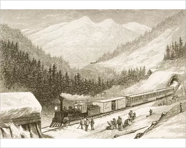Steam Train Carrying Us Mail Across Sierra Nevada In 1870S. From American Pictures Drawn With Pen And Pencil By Rev Samuel Manning Circa 1880