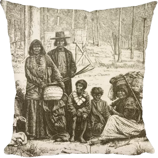 Indian Family Group West Of The Rocky Mountains. From American Pictures Drawn With Pen And Pencil By Rev Samuel Manning Circa 1880