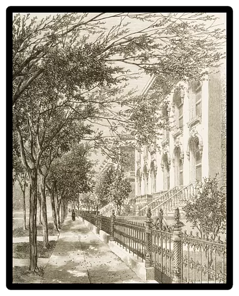 Wabash Avenue, Chicago, Illinois In 1870S. From American Pictures Drawn With Pen And Pencil By Rev Samuel Manning Circa 1880