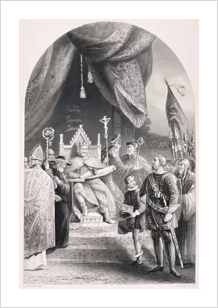 King John Sealing The Magna Carta At Runnymede On June 15 1215. From The National And Domestic History Of England By William Aubrey Published London Circa 1890