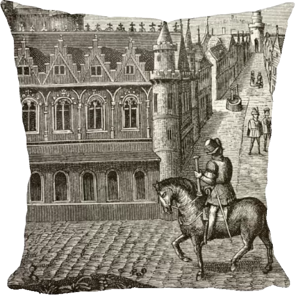 Louis Ix King Of France 1214 To 1270 Has Pot Of Urine Poured On Him By A Student As He Rides To Church In Paris. After 15Th Century Miniature. From Science And Literature In The Middle Ages By Paul Lacroix Published London 1878
