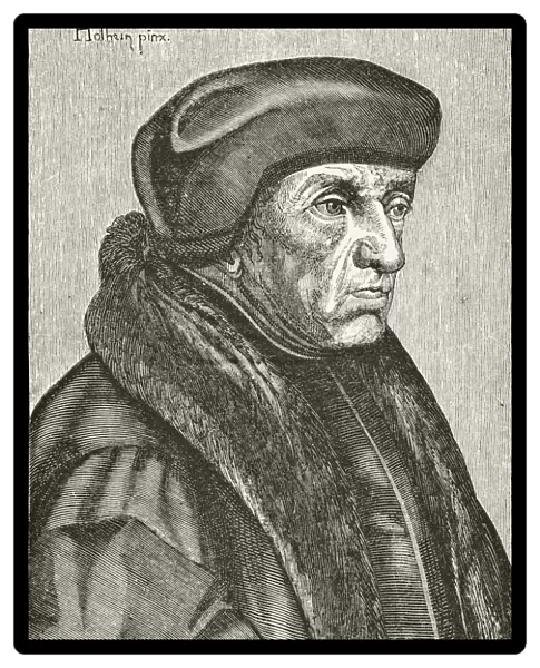Desiderius Erasmus 1469 To 1536 After 16Th Century Wood Engraving Of A Painting By Holbein From Science And Literature In The Middle Ages By Paul Lacroix Published London 1878