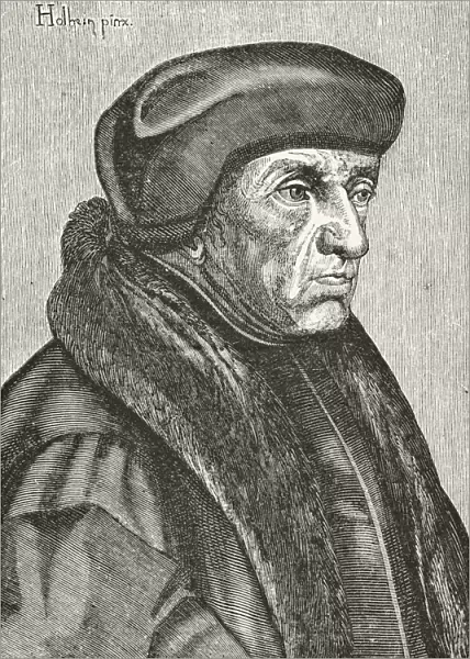 Desiderius Erasmus 1469 To 1536 After 16Th Century Wood Engraving Of A Painting By Holbein From Science And Literature In The Middle Ages By Paul Lacroix Published London 1878