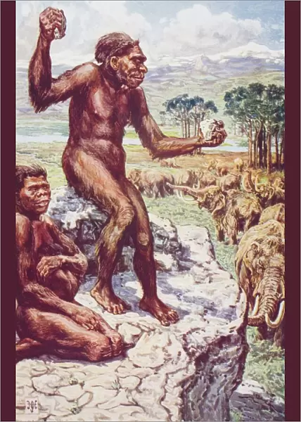 Neanderthal Mankind By H. H. Johnston. From The Book The Outline Of History Volume 1 By H. G. Wells, Published 1920