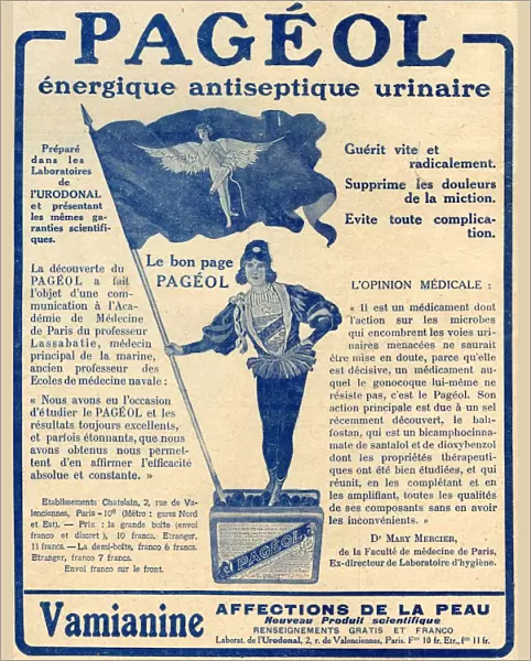 French Advertisement C. 1916 For PagA©ol An Energetic Urinary Antiseptic