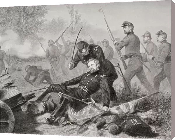 Death Of General Isaac Stevens During Attack On Chantilly Virginia 1862. From Painting By Alonzo Chappel