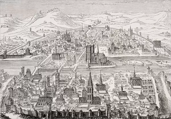Perspective View Of Paris In 1607. Facsimile Of A Copperplate By Leonard Caultier