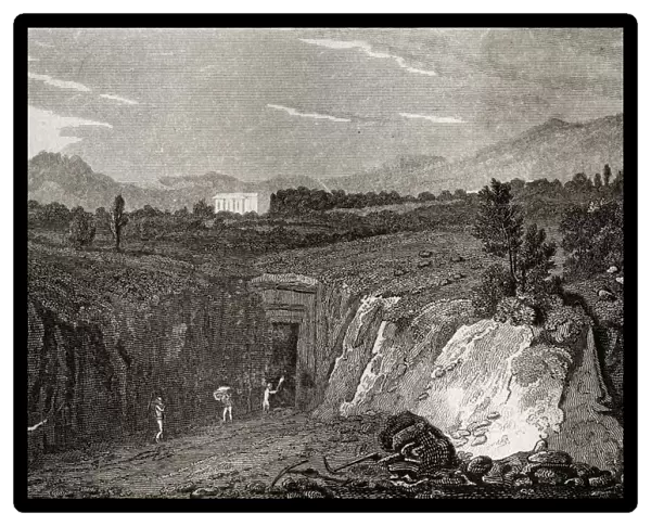 Excavation Leading To The Remains Of Herculaneum. Engraved By Lacey After Craig. From The Book The Gallery Of Nature And Art Volume Ii. Published London C. 1823