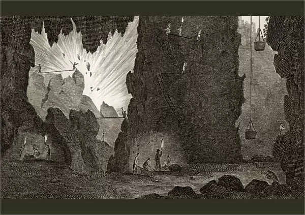 View Of An Iron Mine. Engraved By Lester. From The Book The Gallery Of Nature And Art Volume Ii. Published London C. 1823