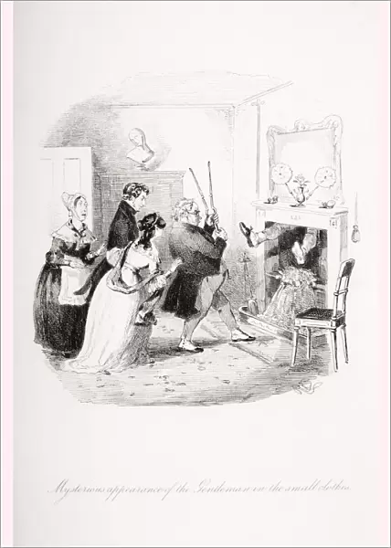 Mysterious Appearance Of The Gentleman In The Small Clothes. Illustration From The Charles Dickens Novel Nicholas Nickleby By H. K. Browne Known As Phiz