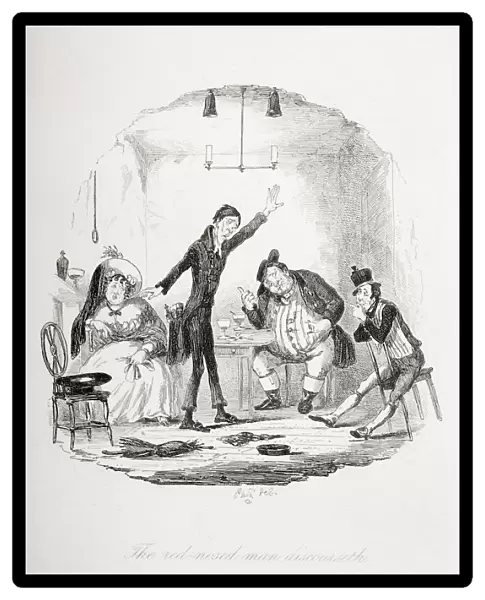 The Red-Nosed Man Discourseth. Illustration From The Charles Dickens Novel The Pickwick Papers By H. K. Browne Known As Phiz