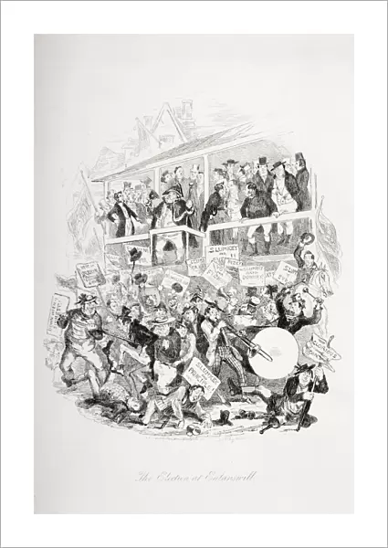 The Election At Eatanswill. Illustration From The Charles Dickens Novel The Pickwick Papers By H. K. Browne Known As Phiz