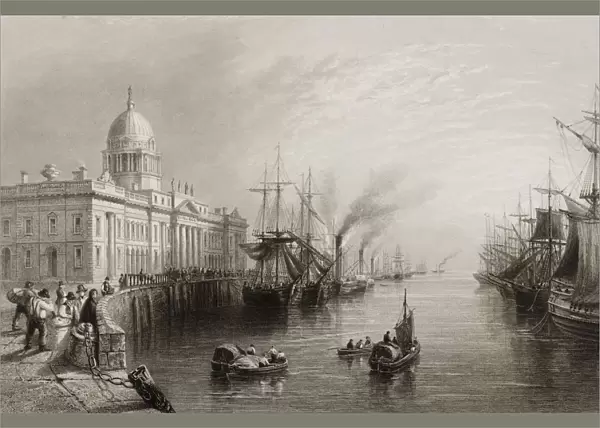 The Custom House, Dublin, Ireland. Drawn By W. H. Bartlett, Engraved By T. Higham. From 'The Scenery And Antiquities Of Ireland'By N. P. Willis And J. Stirling Coyne. Illustrated From Drawings By W. H. Bartlett. Published London C. 1841