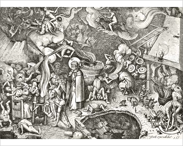 The Sabbath. St James The Elder Combating The Diabolical Enchantments Of A Magician. Engraved In The 16Th Century By Cock After A Composition By Breughel The Elder. From Science And Literature In The Middle Ages By Paul Lacroix Published London 1878