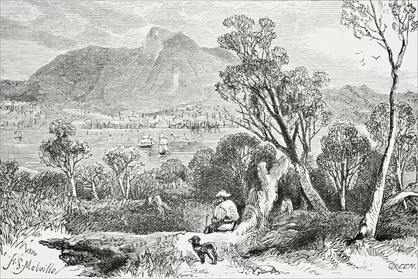 Hobart Tasmania From The Gallery Of Geography Published London Circa 1872