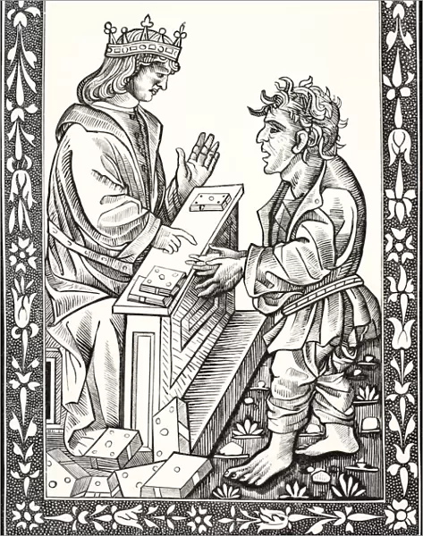 Solomon And Marcoul. Facsimile Of A Wood Engraving In The15Th Cenutry Edition Of The Dictz De Salomon Et Marcoul. From Science And Literature In The Middle Ages By Paul Lacroix Published London 1878