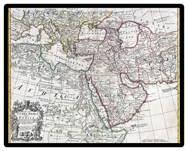 Map Of Turkey, Arabia And Persia By Guillaume De L isle, Revised By John Senex And Published In The New General Atlas Of 1721 By Daniel Browne, Thomas Taylor, John Darby, John Senex, William Taylor And 4 Others In London