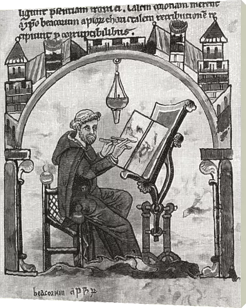A Monk At His Desk In A Scriptorium, C. 1200. From The Book Short History Of The English People By J. R. Green, Published London 1893
