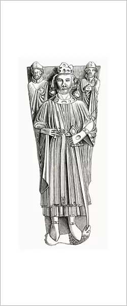 Effigy Of King John On His Tomb In Worcester Cathedral. John, 1167 To 1216. King Of England. From The Book Short History Of The English People By J. R. Green, Published London 1893