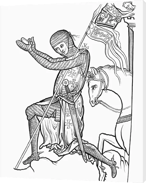 Knight In Armour Praying Before Going Into Battle. From The Book Short History Of The English People By J. R. Green, Published London 1893