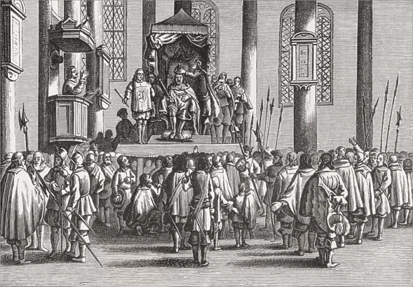 The Crowning Of Charles Ii At Scone, Scotland In 1651. Charles Ii 1630 To 1685. King Of England, Scotland And Ireland. From The Book Short History Of The English People By J. R. Green Published London 1893
