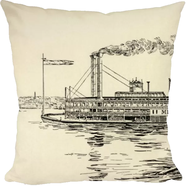 A Mississippi Steamer Off St. Louis. Illustration By E. H. Fitchew From The Book American Notes By Charles Dickens