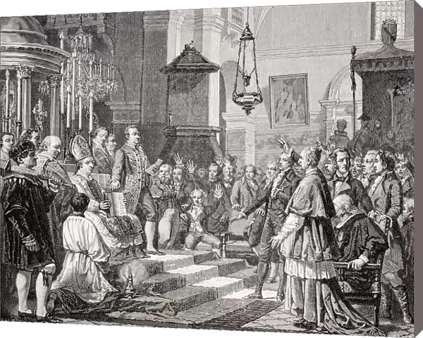 Swearing In Of The Deputies During The Opening Session Of The Cortes Of Cadiz, Spain, 1810. After A Painting By Jos