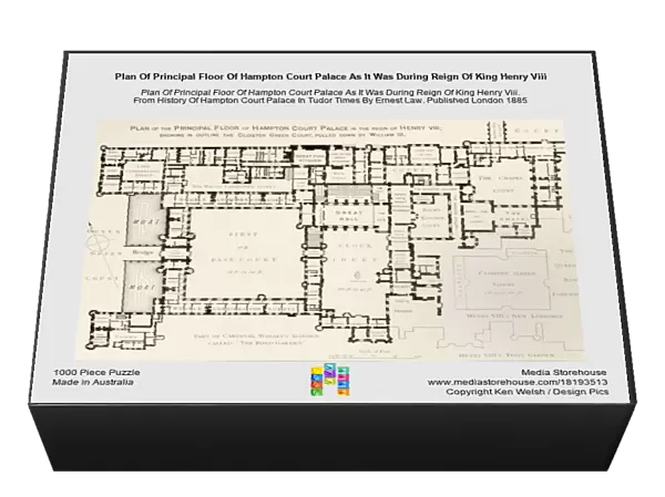 Plan Of Principal Floor Of Hampton Court Palace As It Was During Reign Of King Henry Viii. From History Of Hampton Court Palace In Tudor Times By Ernest Law. Published London 1885