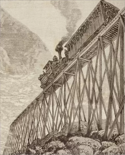 Part Of A Four Kilometre Long Railway In New Hampshire, United States, Built For Recreational Trips And For Passengers To Enjoy Panoramic Views. Circa 1880. From El Mundo Ilustrado, Published Barcelona, 1880