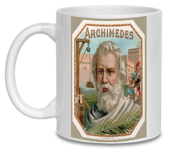 Archimedes Of Syracuse, Circa 287 Bc To Circa 212 Bc. Greek Mathematician, Physicist And Engineer. From Cigar Box Label Printed Circa 1900