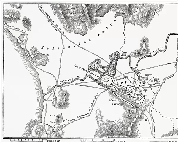 Plan Of Ephesus, The Ancient Greek City And Its Environs, The Sites As Named By Edward Falkener C. 1842. From The Imperial Bible Dictionary, Published 1889