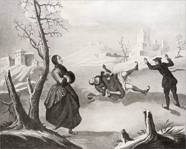 Ice Skating In The 18th Century. From Illustrierte Sittengeschichte Vom Mittelalter Bis Zur Gegenwart By Eduard Fuchs, Published 1909
