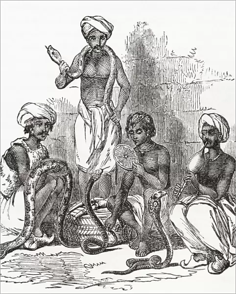 Indian Snake Charmers In The 19th Century. From The Imperial Bible Dictionary, Published 1889
