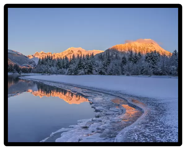 Mendenhall River in winter, Alaska, USA
