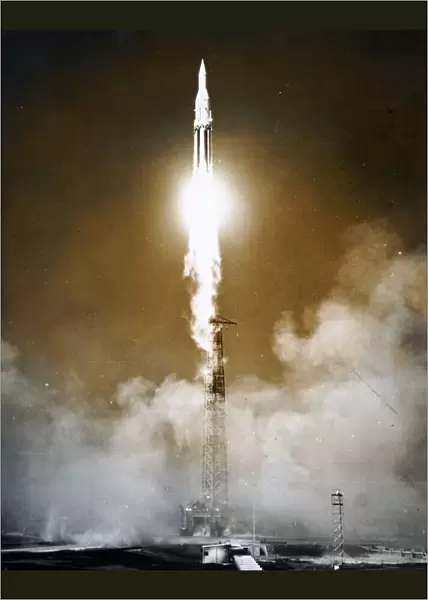 Photograph taken during the launch of Saturn I