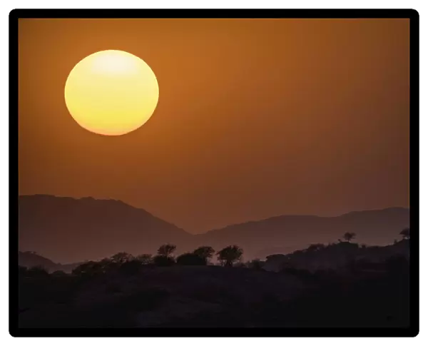 Sunset over the hills and mountains of Jawai, Rajasthan, India