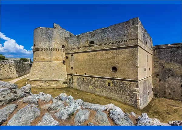 The imposing fortification of the Otranto Castle in Otranto in Puglia, Italy