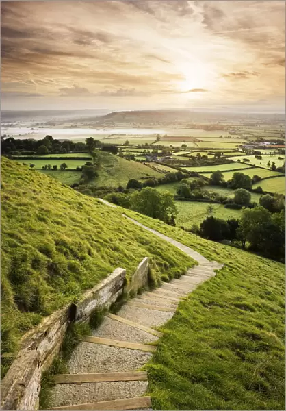 Overview of Farmland, Somerset, England