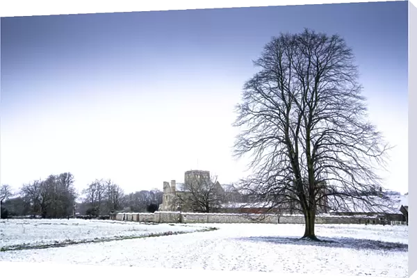 The Hospital of St Cross and Almshouse of Noble Poverty in winter, Winchester, Hampshire, England