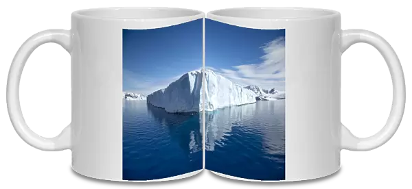 The corner of a tabular iceberg in the ocean